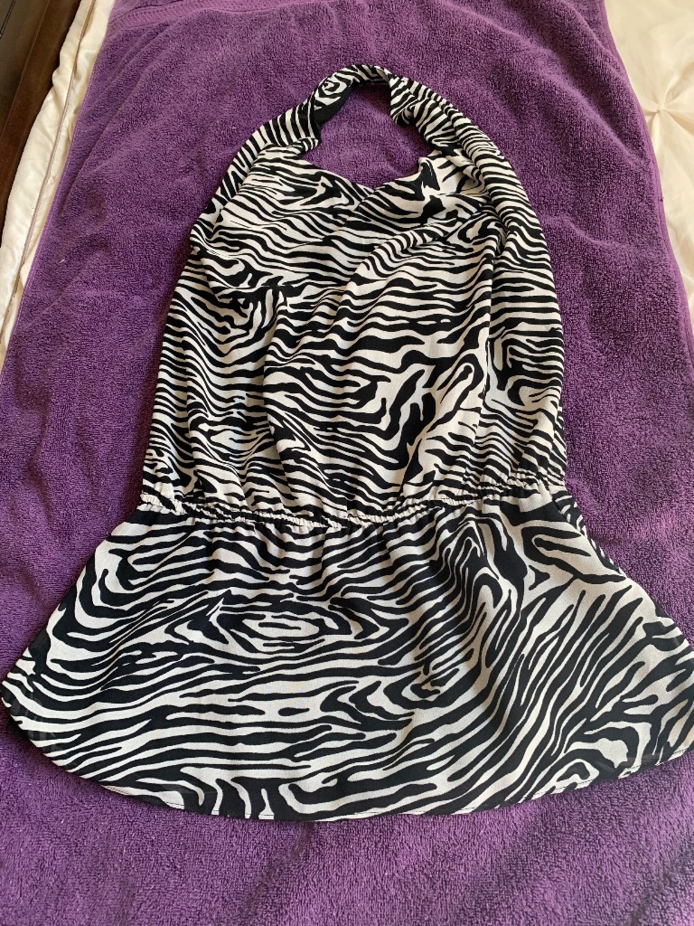 Boston Proper Black/ Gray Zebra Stripe Halter Top sz 8